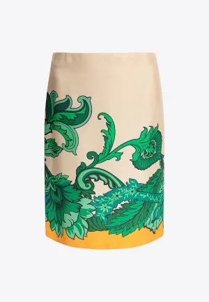 Paisley-Printed Pencil Skirt