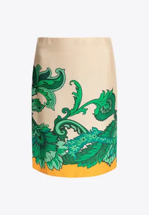 Paisley-Printed Pencil Skirt