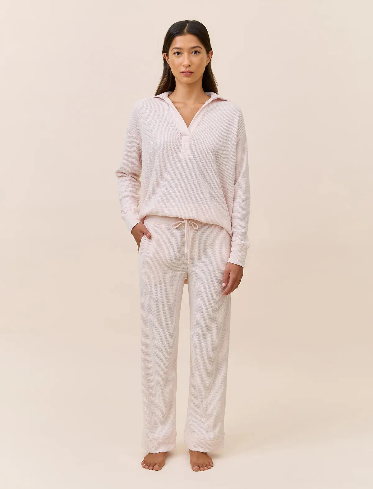 Papinelle - Super Soft Waffle Straight Leg Pant | Rose