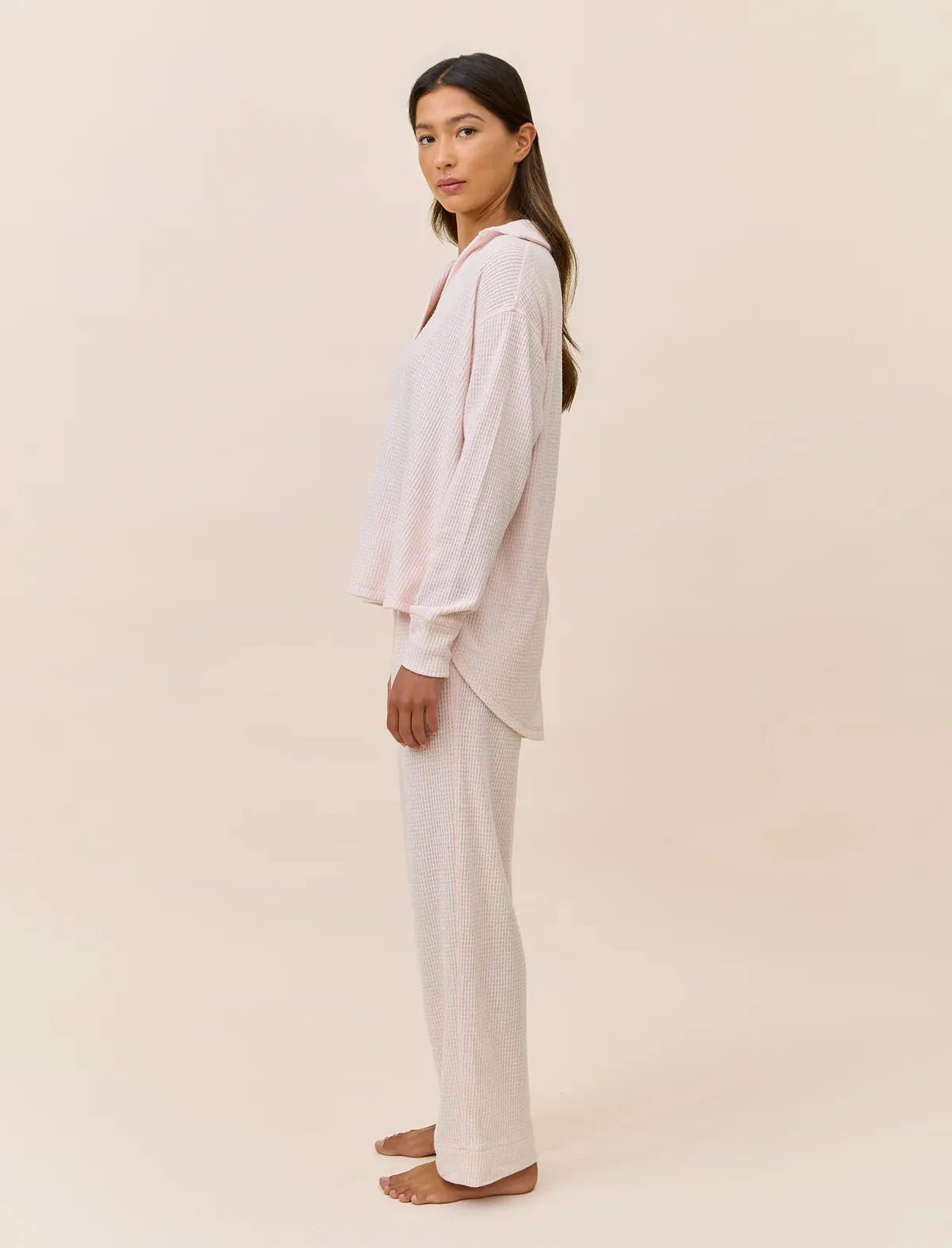 Papinelle - Super Soft Waffle Straight Leg Pant | Rose
