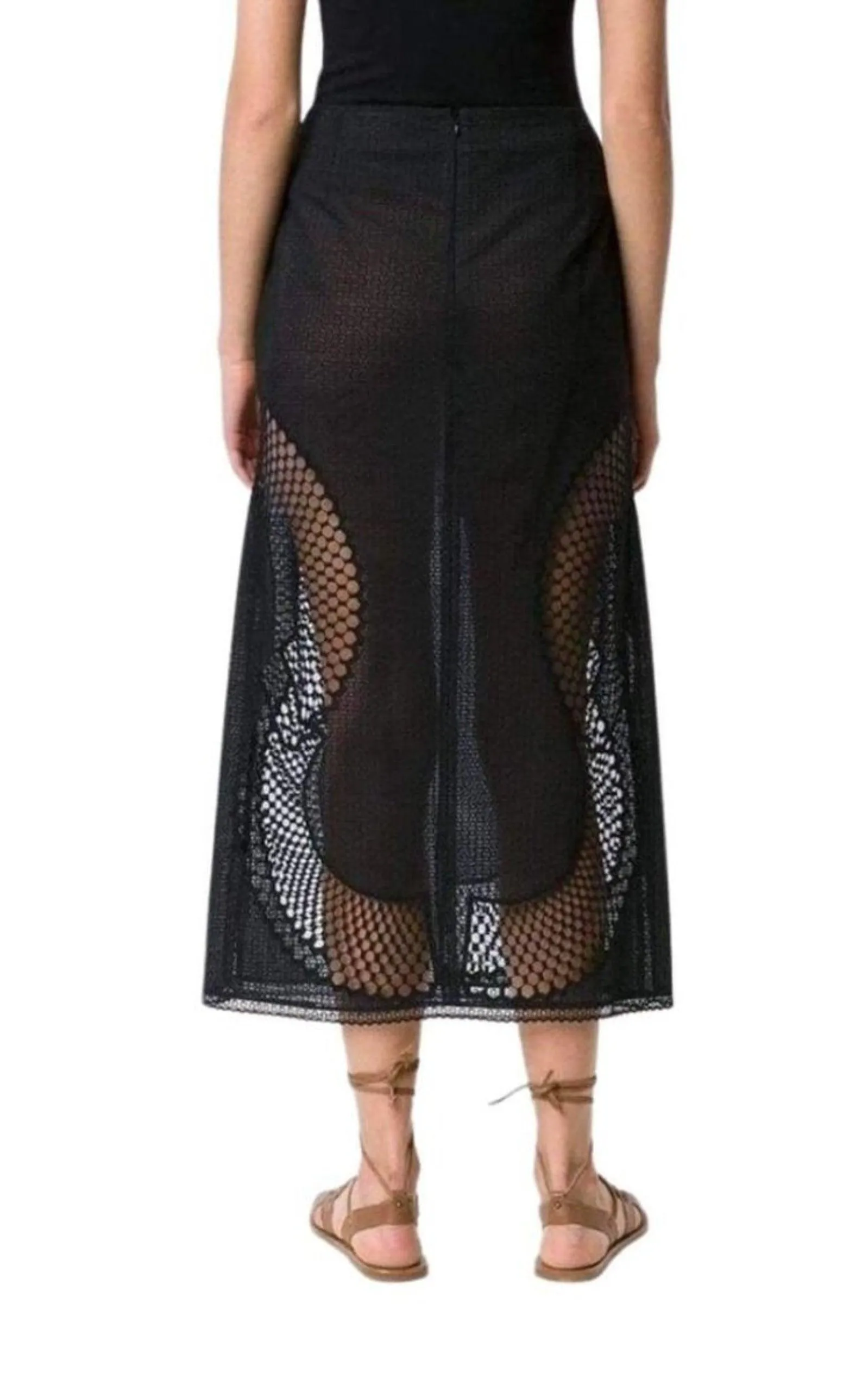 Perforated A-Line Black Skirt