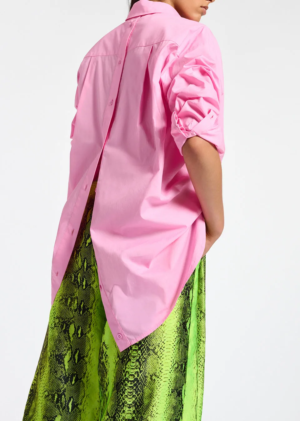 Pink cotton button-down shirt