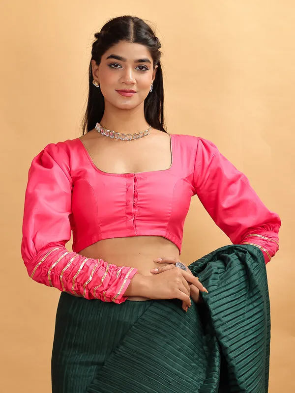 Pink Orange Durga Embroidery Gota Work Blouse