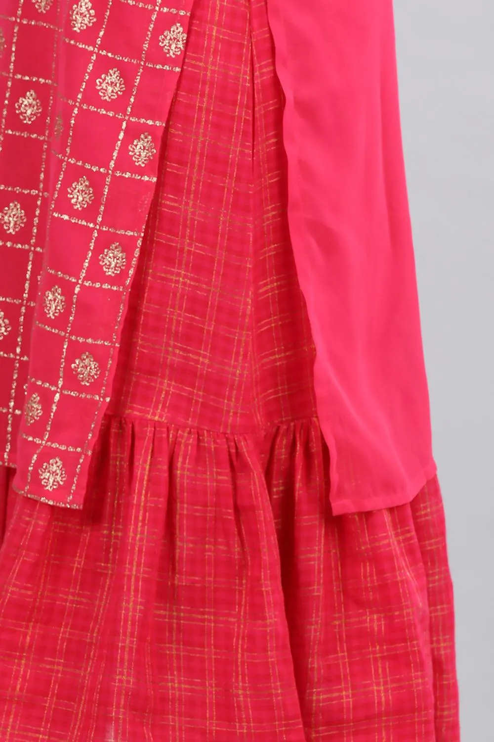 Pink Round Neck Printed kurta
