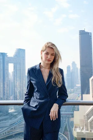 Pinstripe Navy - Side Structured Suit (Limited Edition)