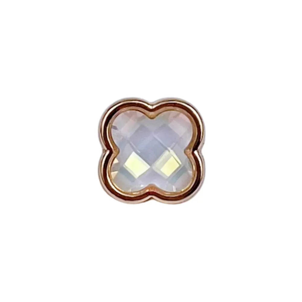 Plaid Polished Four-Leaf Clover Metal Buttons for Women Dresses 12pcs
