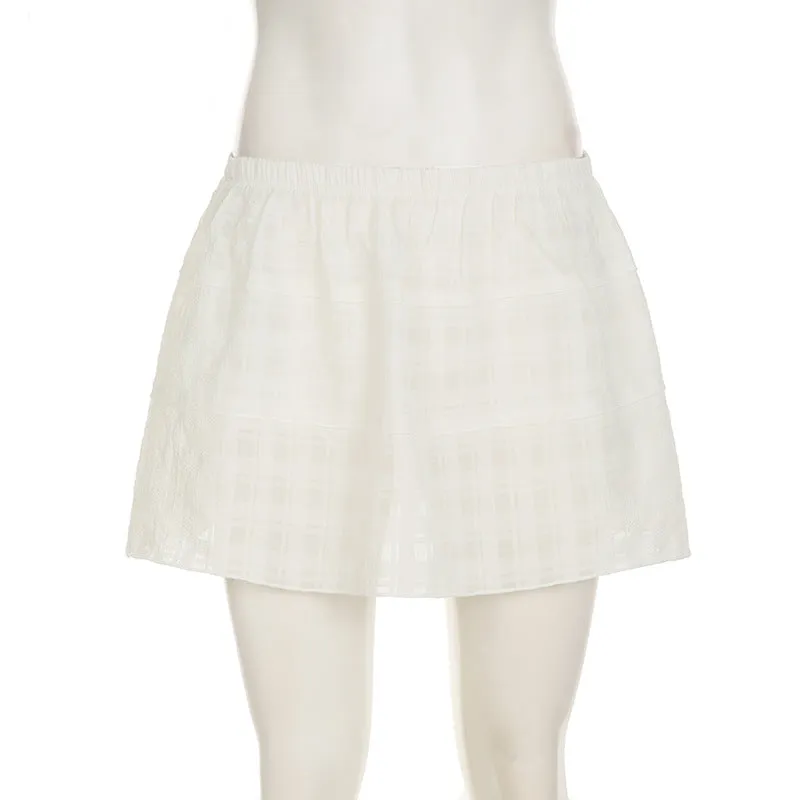 Plaid texture solid color A-line short skirt