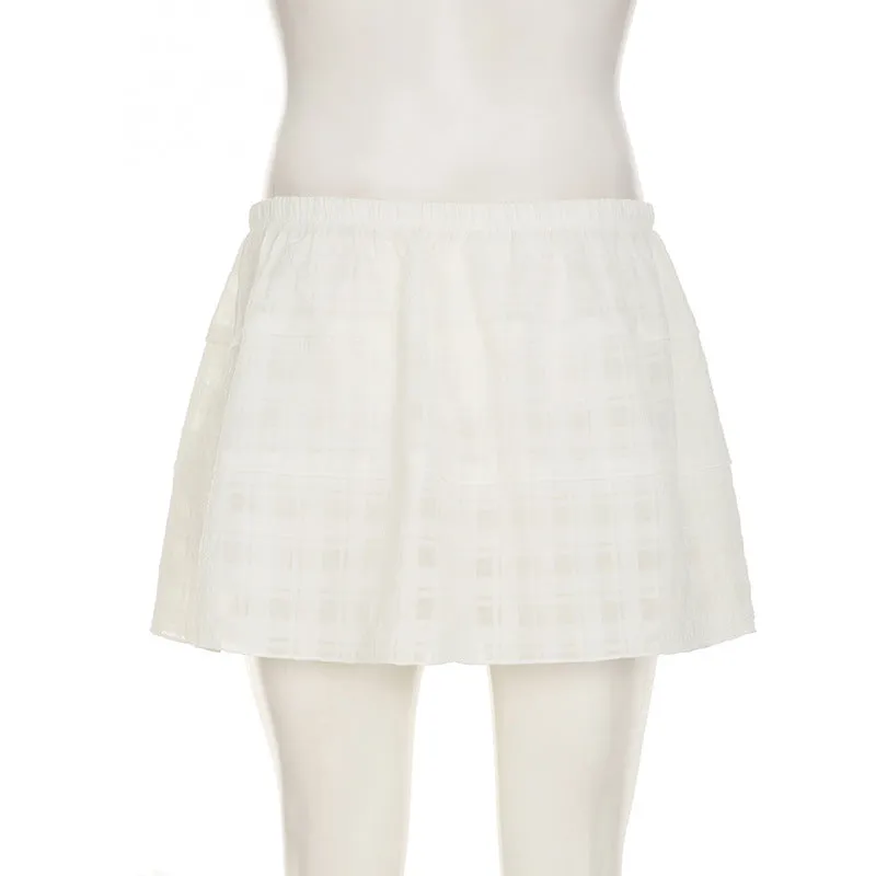 Plaid texture solid color A-line short skirt