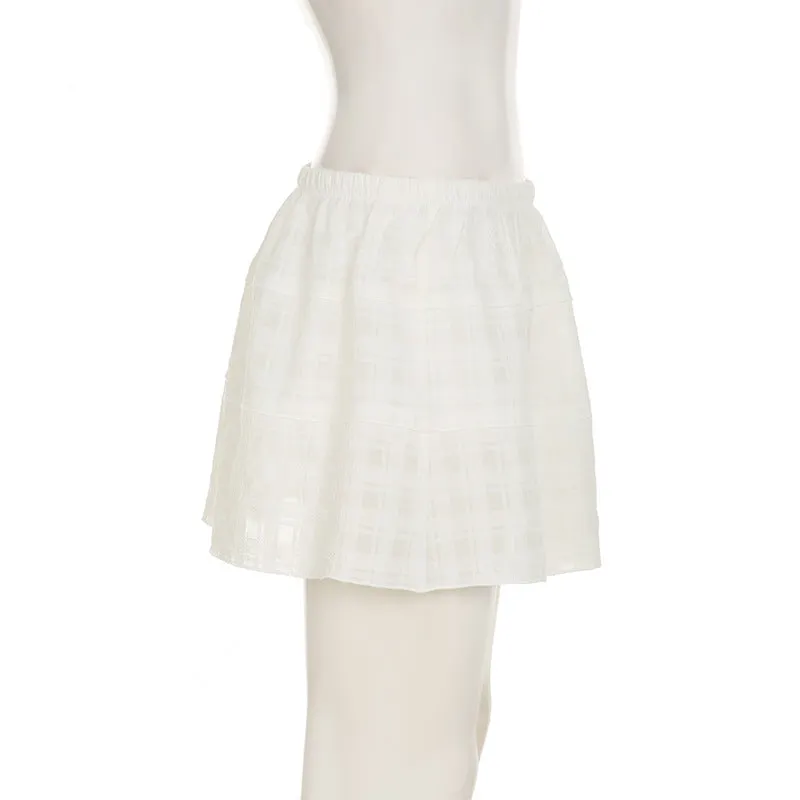 Plaid texture solid color A-line short skirt