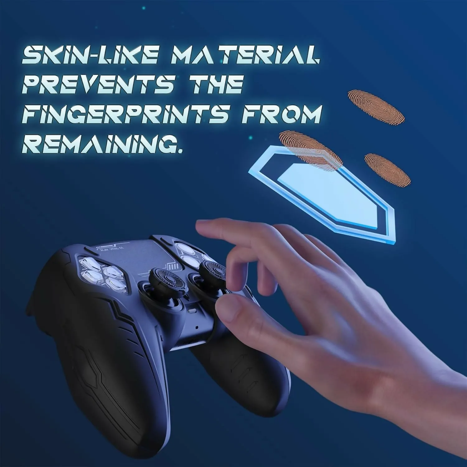 PlayVital CyberMecha Series - Dockable Model - Anti-Slip Premium Silicone Skin for PS5 Controllers - 2 Pair Set - Futuristic Design - Compatible with PS5 Official Charging Dock - Thumb Grip Caps included - Black