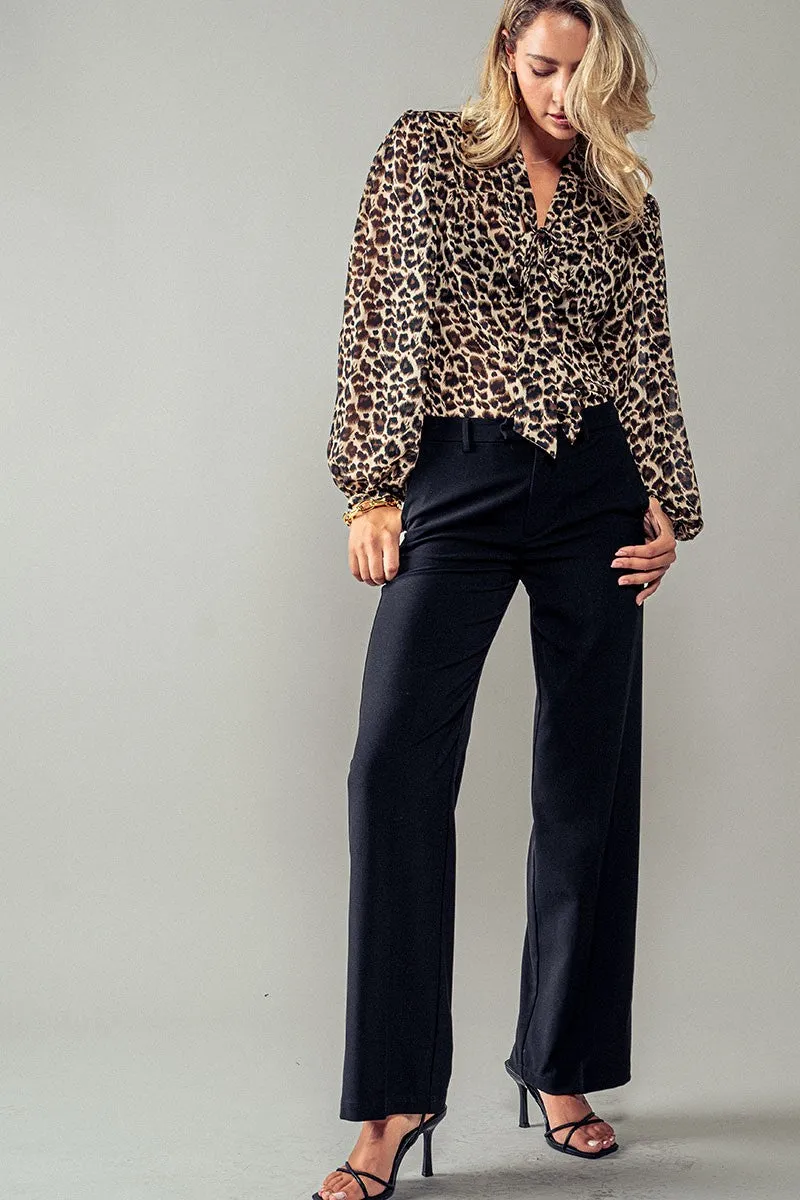 Pleated Straight Leg Pants