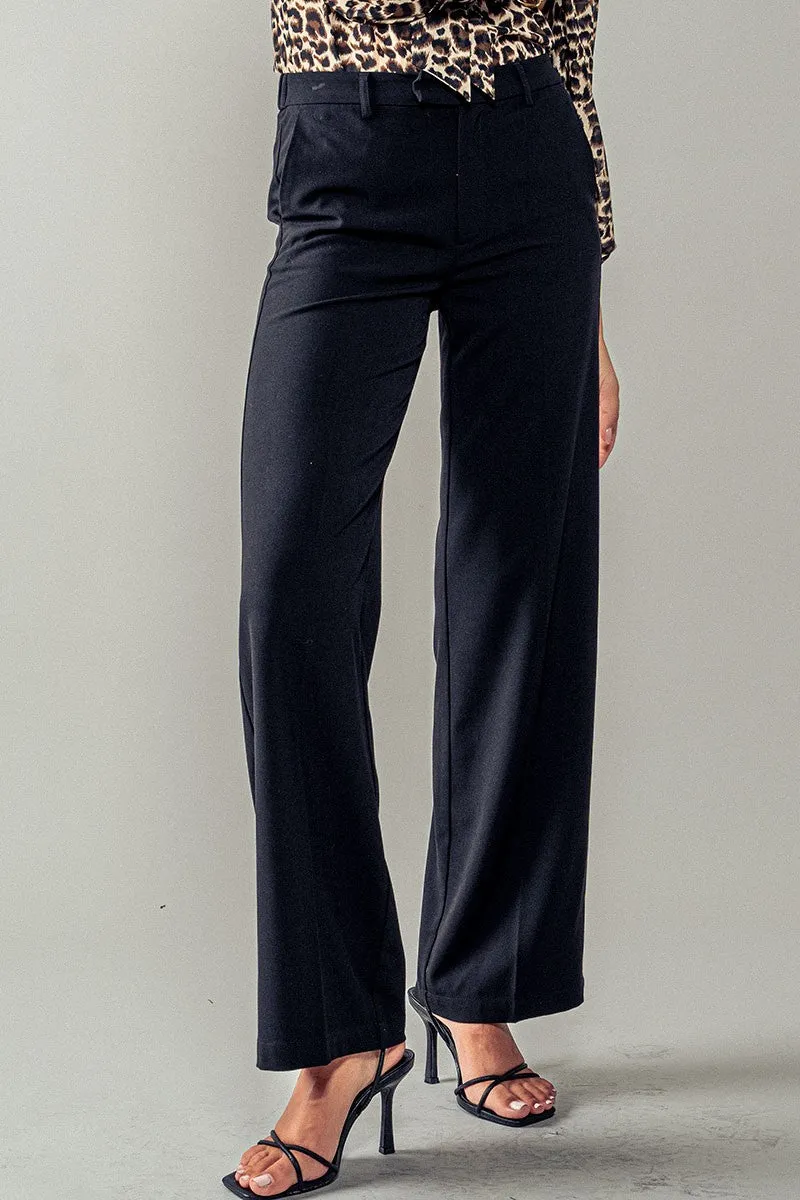 Pleated Straight Leg Pants