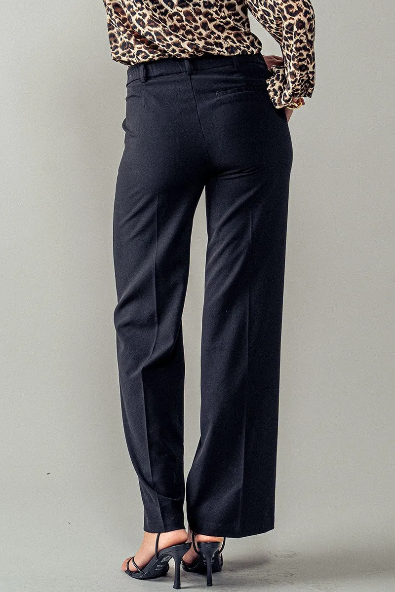 Pleated Straight Leg Pants