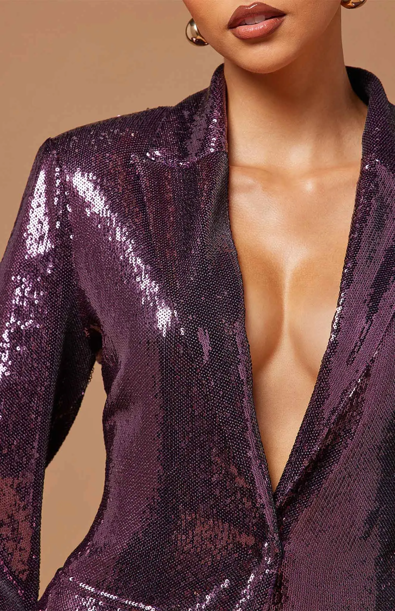 Plum Perfection Power Suit | Wine sequence Blazer Set