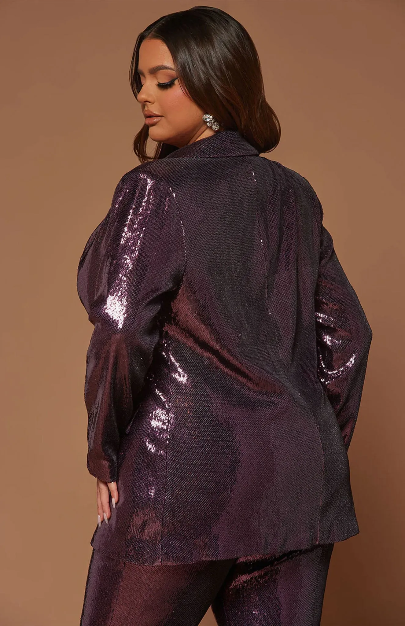 Plum Perfection Power Suit | Wine sequence Blazer Set