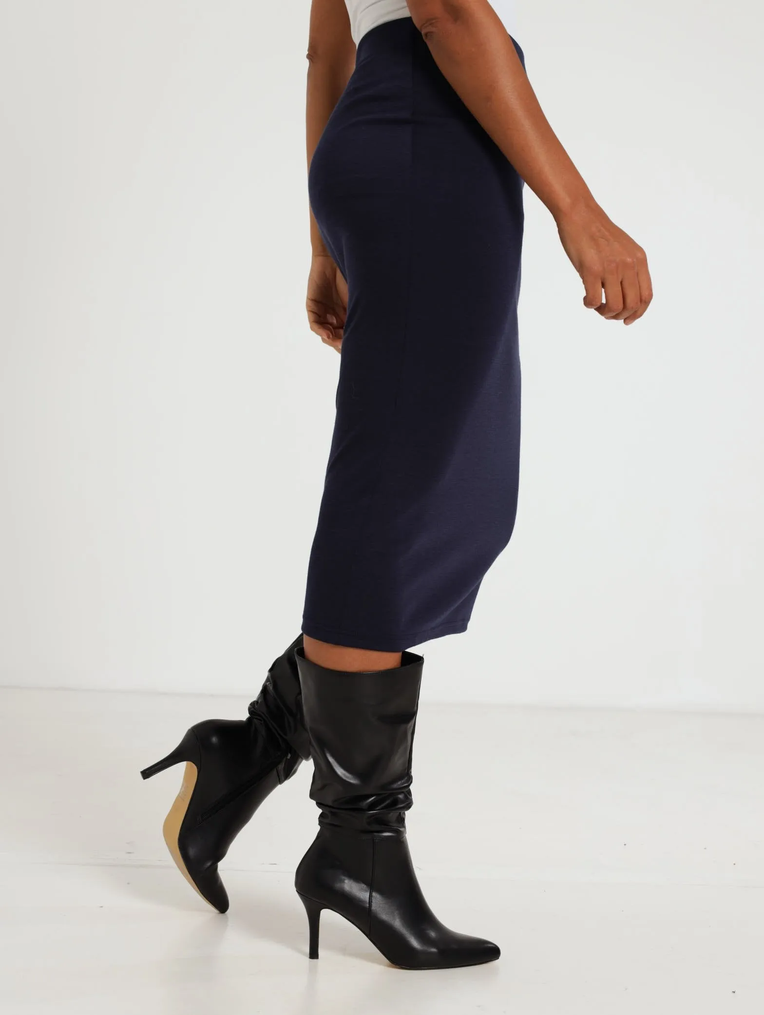 Ponti Pencil Skirt - Navy
