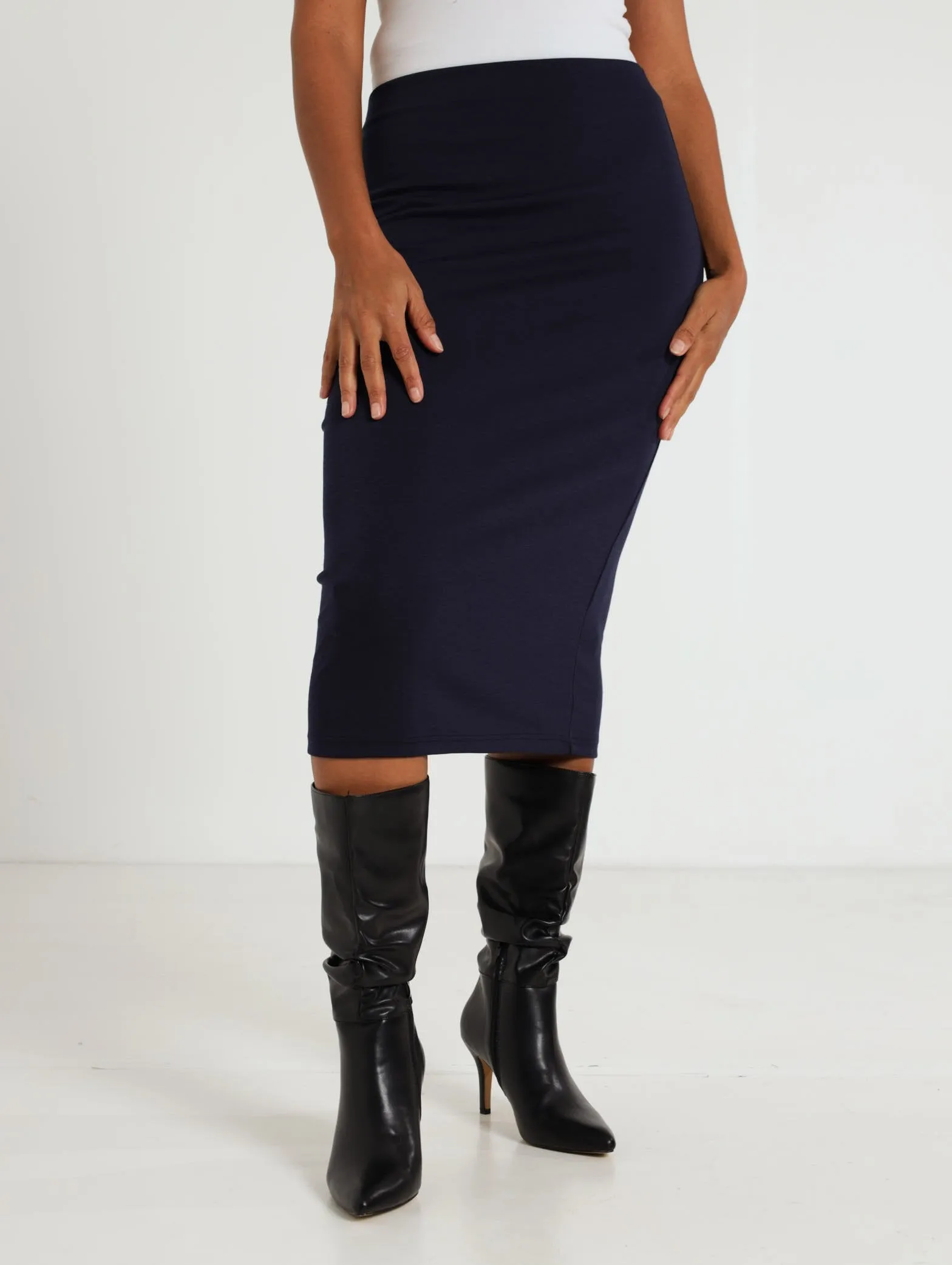 Ponti Pencil Skirt - Navy