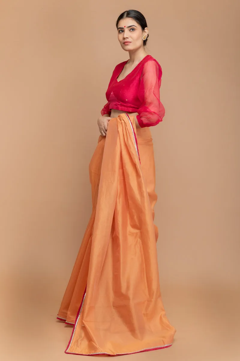 Puff Sleeveed Blouse in Hot Pink Hand loomed Silk