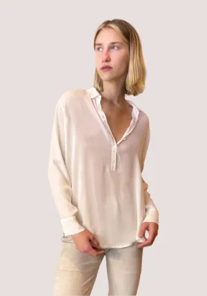 Quarter Button Down Shirt - White