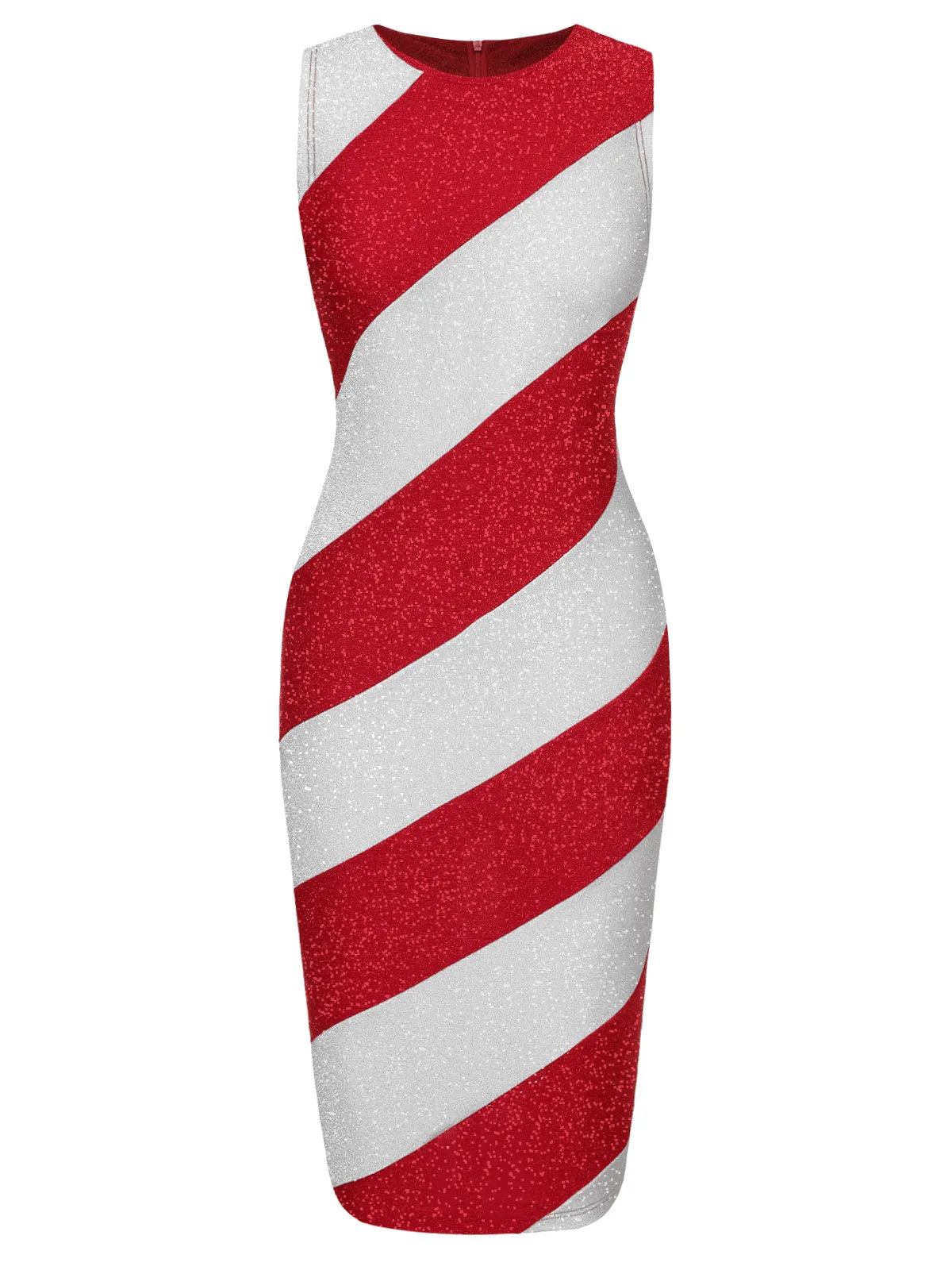 Red&White 1960s Pinstriped Pencil Dress