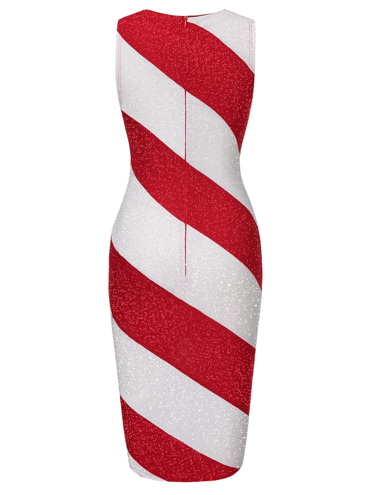 Red&White 1960s Pinstriped Pencil Dress