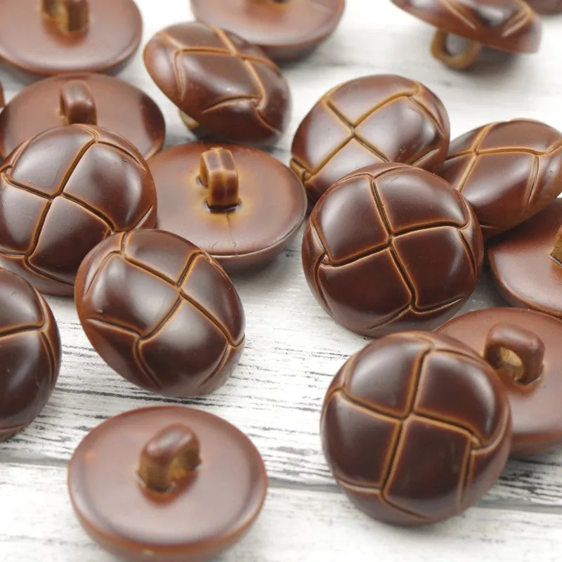 Reddish-Brown Plastic Woven Ball-Shaped Button 100 Pack(5 Sizes)