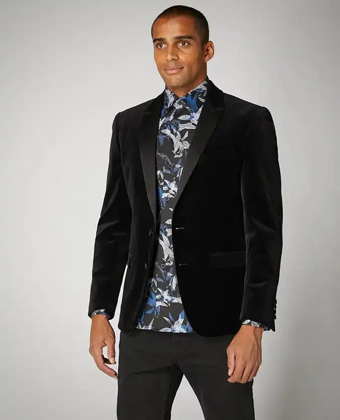Remus Uomo Men's Monti Slim Fit Velvet Tuxedo Jacket Black
