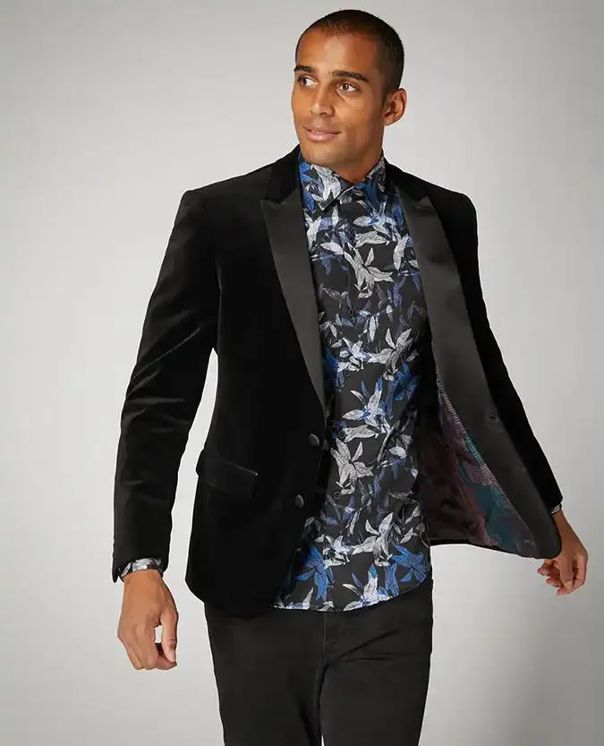 Remus Uomo Men's Monti Slim Fit Velvet Tuxedo Jacket Black