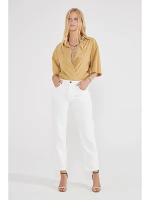 Rhea Mid Rise Crop Vintage White