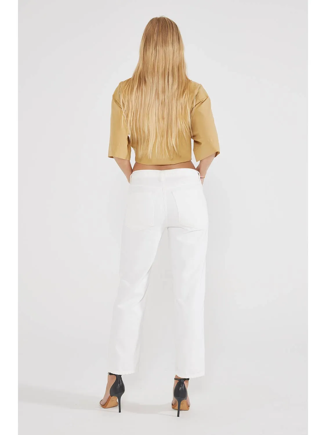 Rhea Mid Rise Crop Vintage White