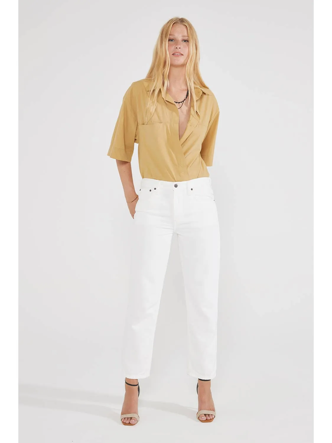 Rhea Mid Rise Crop Vintage White