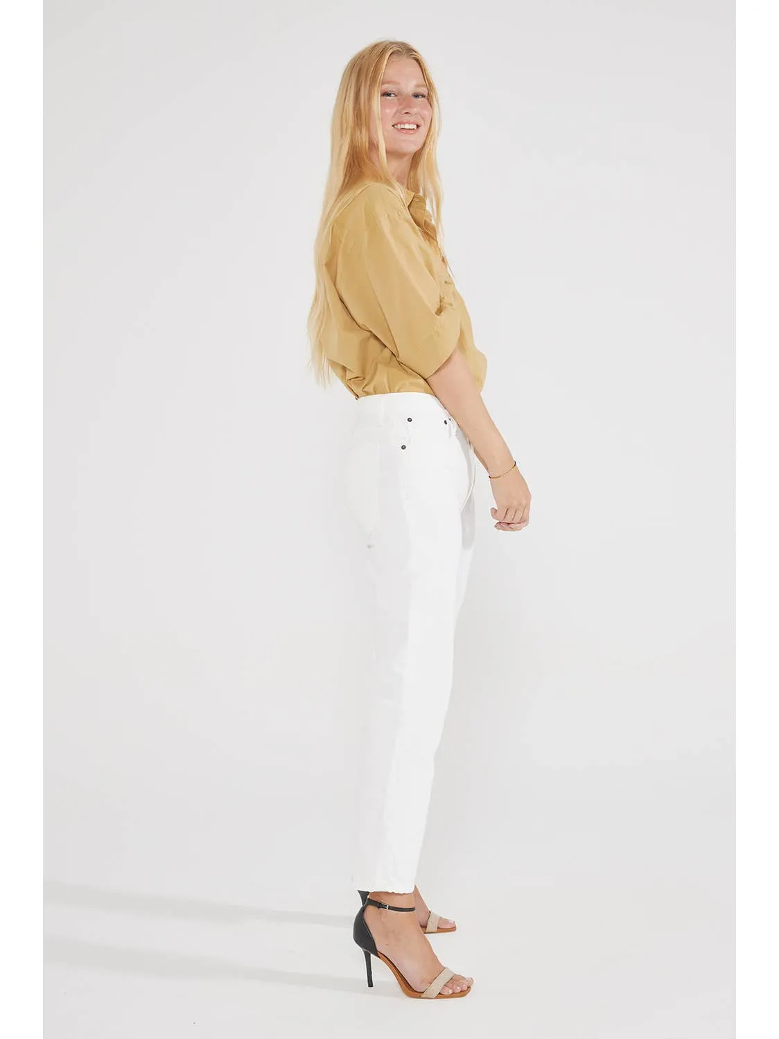 Rhea Mid Rise Crop Vintage White