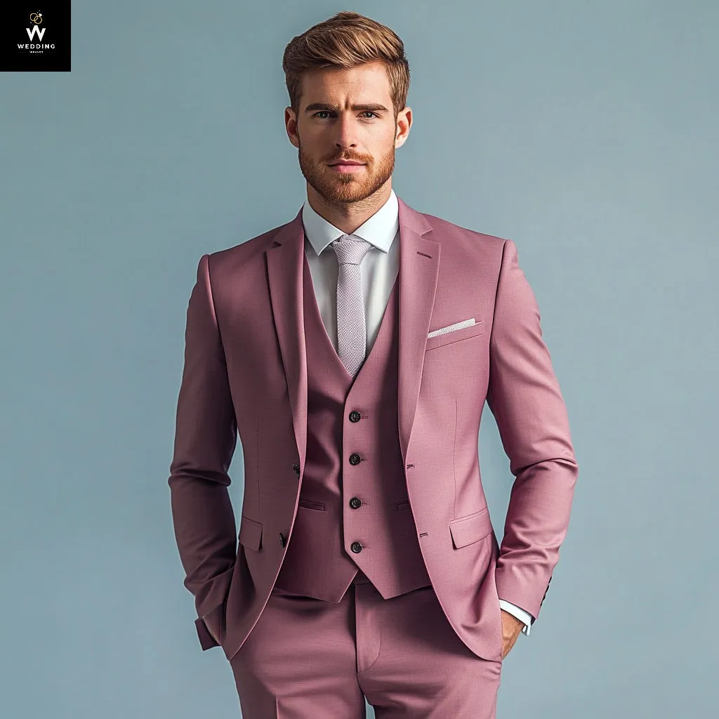 Rosewood Three-Piece Suit – Notch Lapel & Tailored Precision