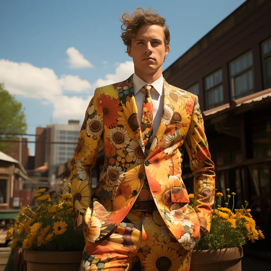 Rulercosplay Mens 2 Piece Print Suit Floral Dress Jacket Slim 2 Button Blazer Pants For Party