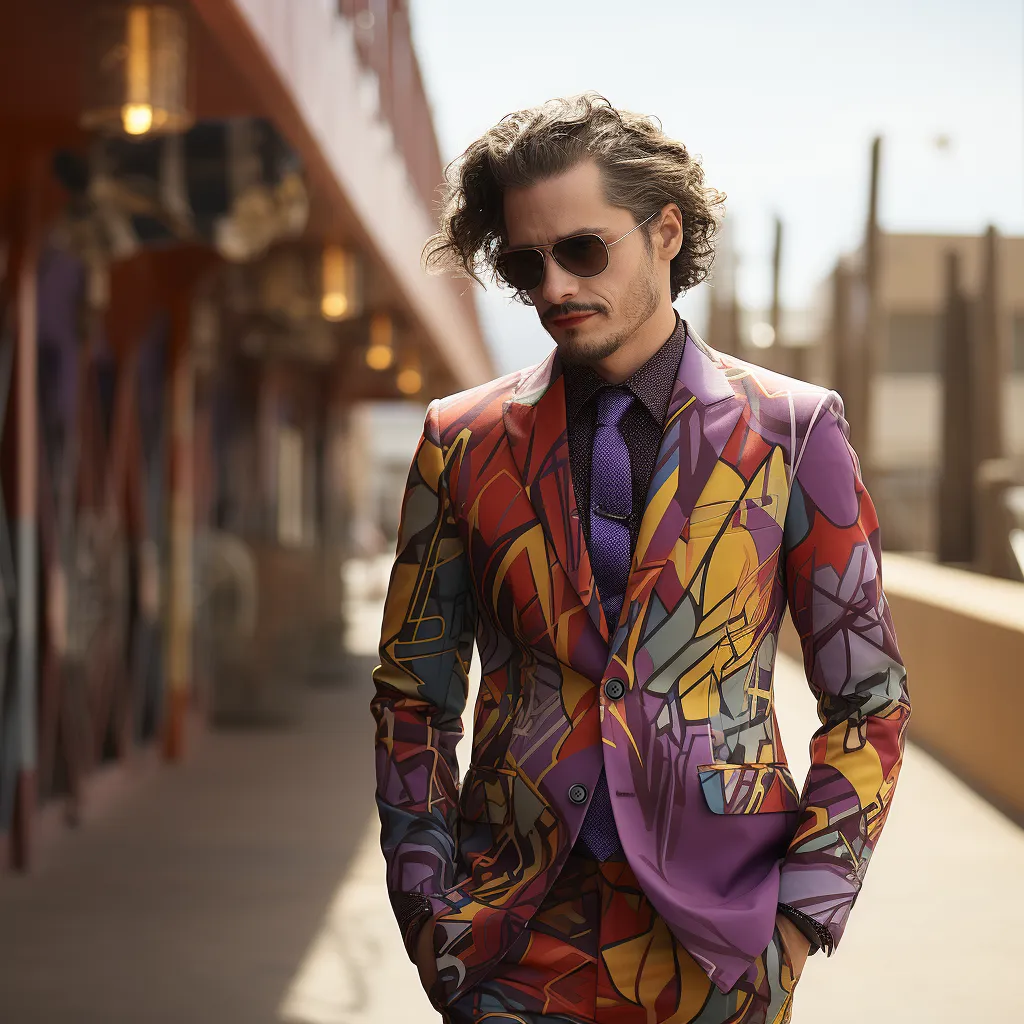 Rulercosplay Mens 2 Piece Print Suit Floral Dress Jacket Slim 2 Button Blazer Pants For Party