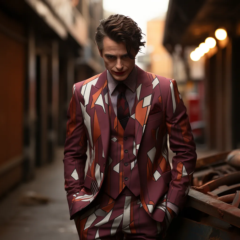 Rulercosplay Mens 2 Piece Print Suit Floral Dress Jacket Slim 2 Button Blazer Pants For Party
