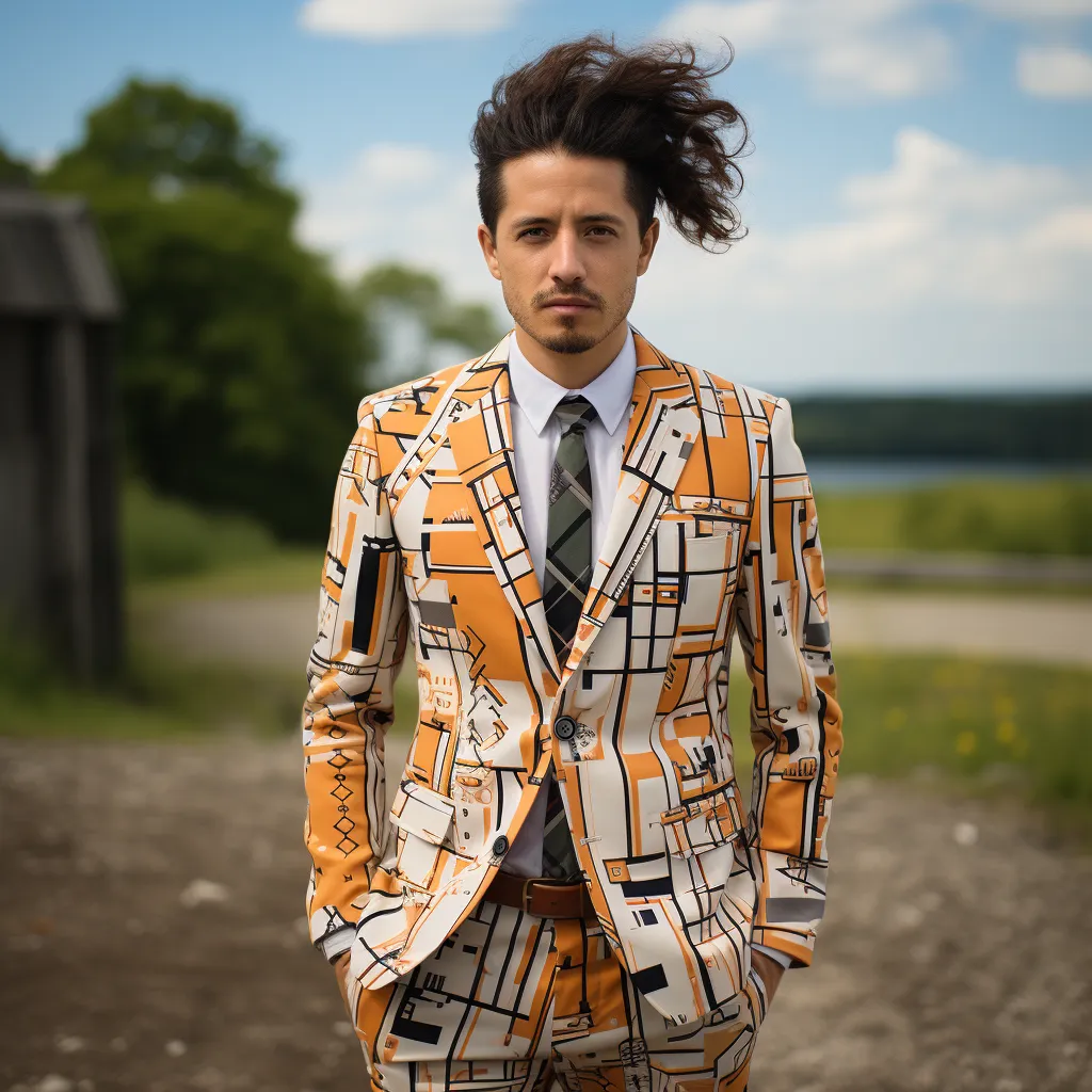 Rulercosplay Mens 2 Piece Print Suit Floral Dress Jacket Slim 2 Button Blazer Pants For Party