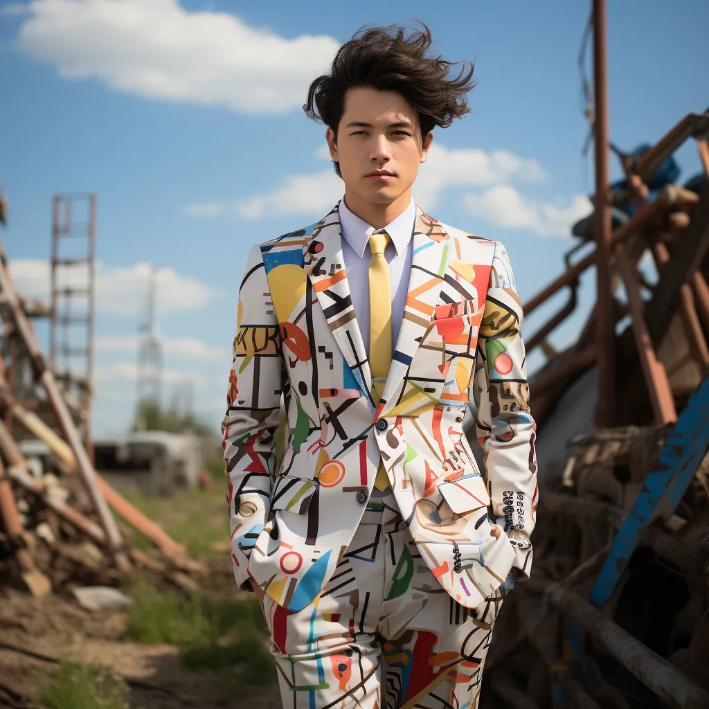 Rulercosplay Mens 2 Piece Print Suit Floral Dress Jacket Slim 2 Button Blazer Pants For Party