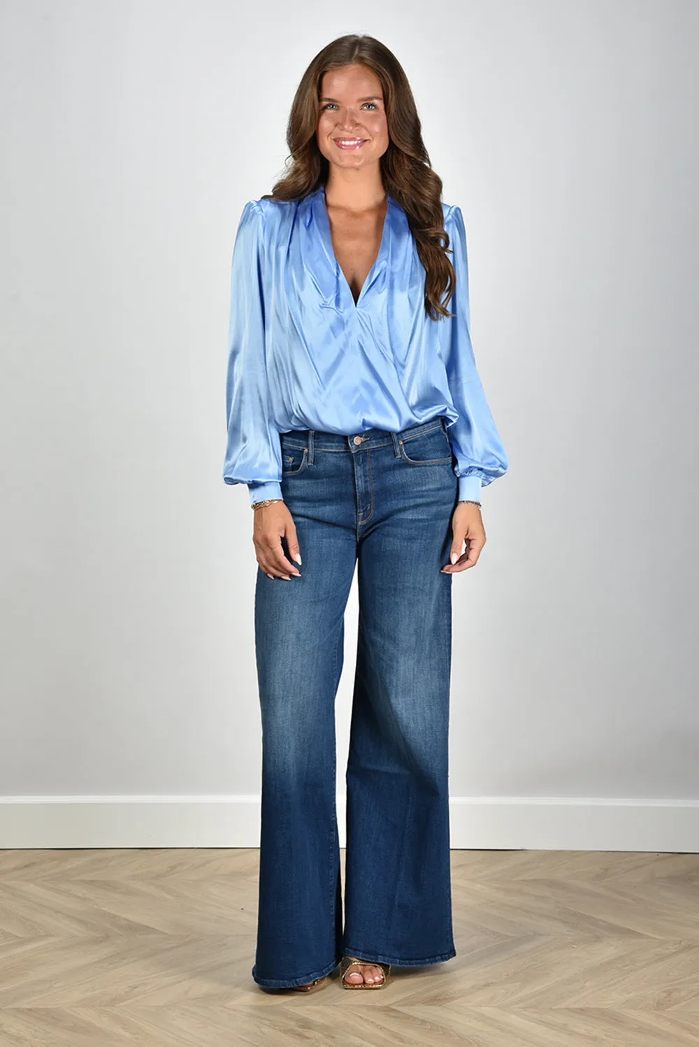 Sage & Ivy blouse Fonda Satin Silk blue