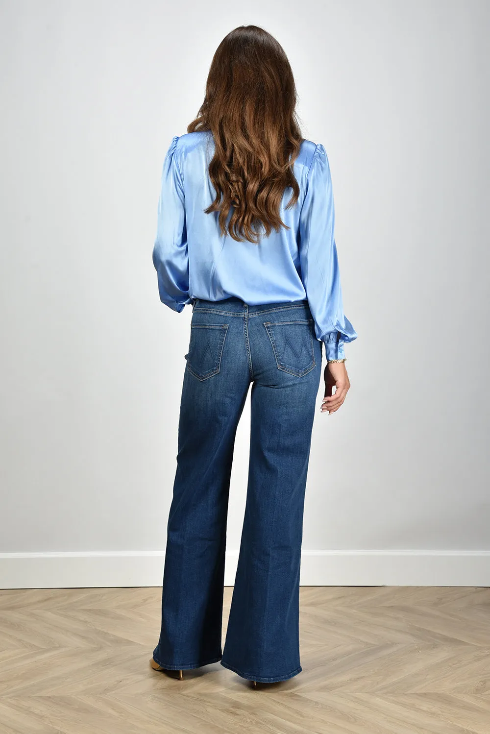 Sage & Ivy blouse Fonda Satin Silk blue