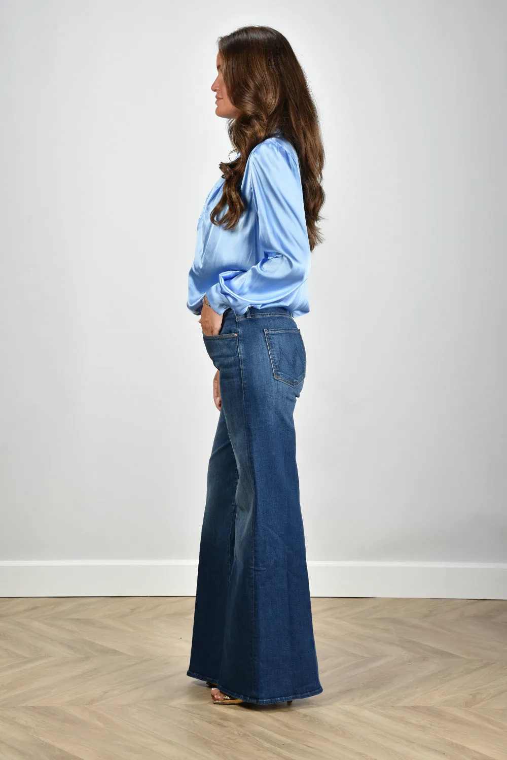 Sage & Ivy blouse Fonda Satin Silk blue