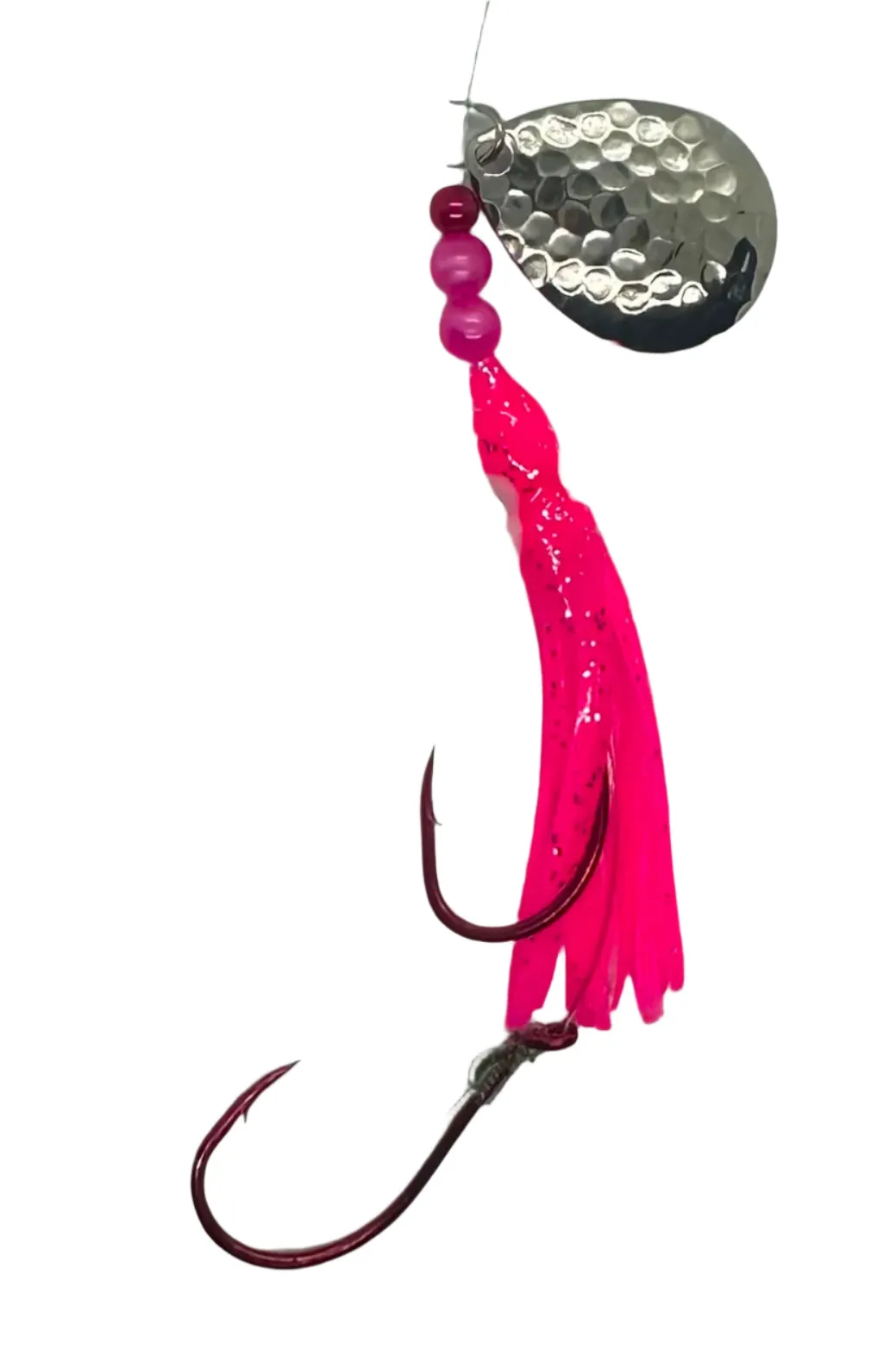 Salmon Tackle- Kokopros®Twin Pack Hot Pink #2 Salmon Hoochie's   2/0 Red Treble and 4/0 Red Octopus Snell