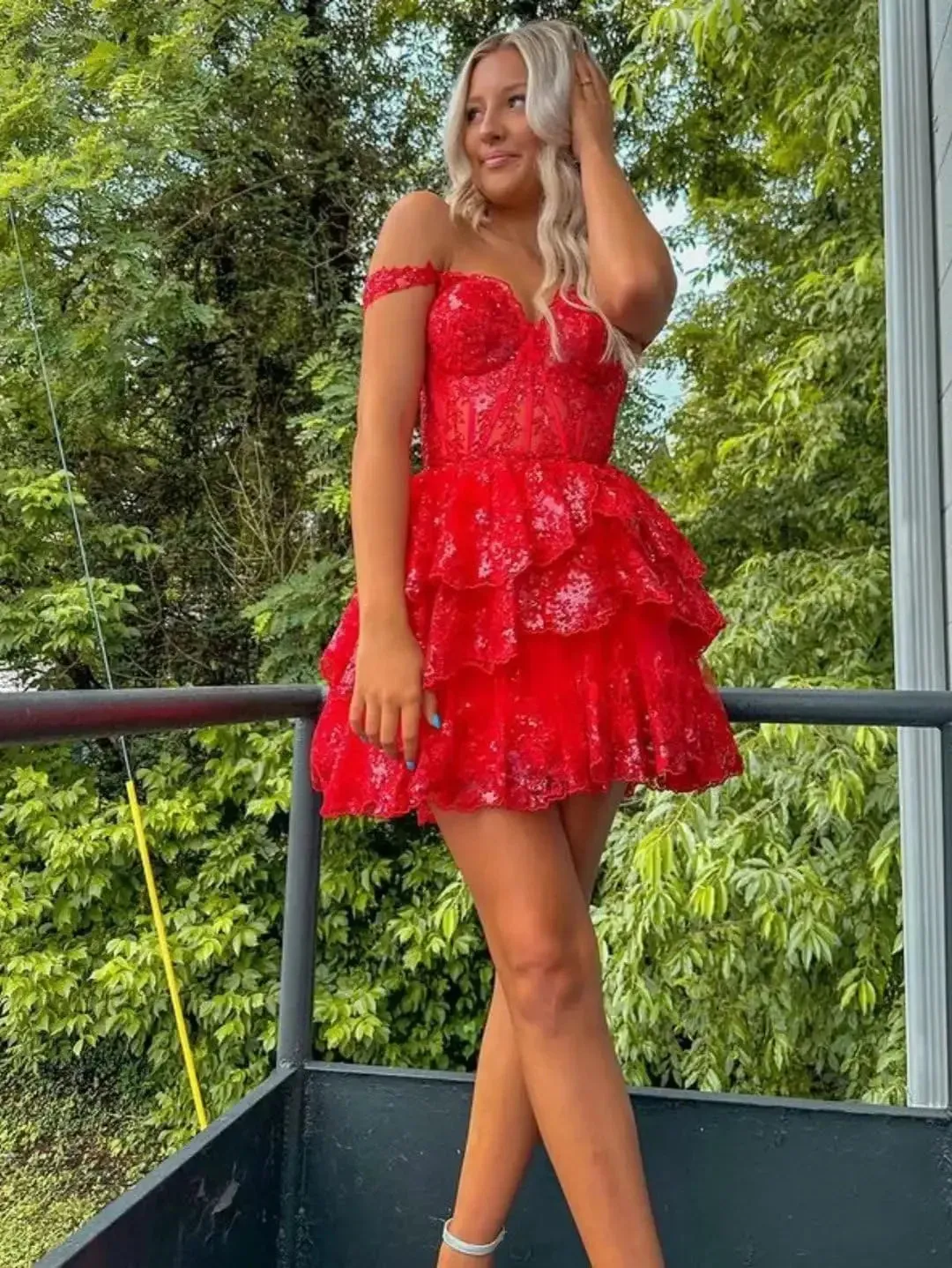 Sansa Short Lace Prom Dresses Off the Shoulder Mini Tulle Vestidos De Noche Elegant Sleeveless Shiny Sequins Formal Evening 2024