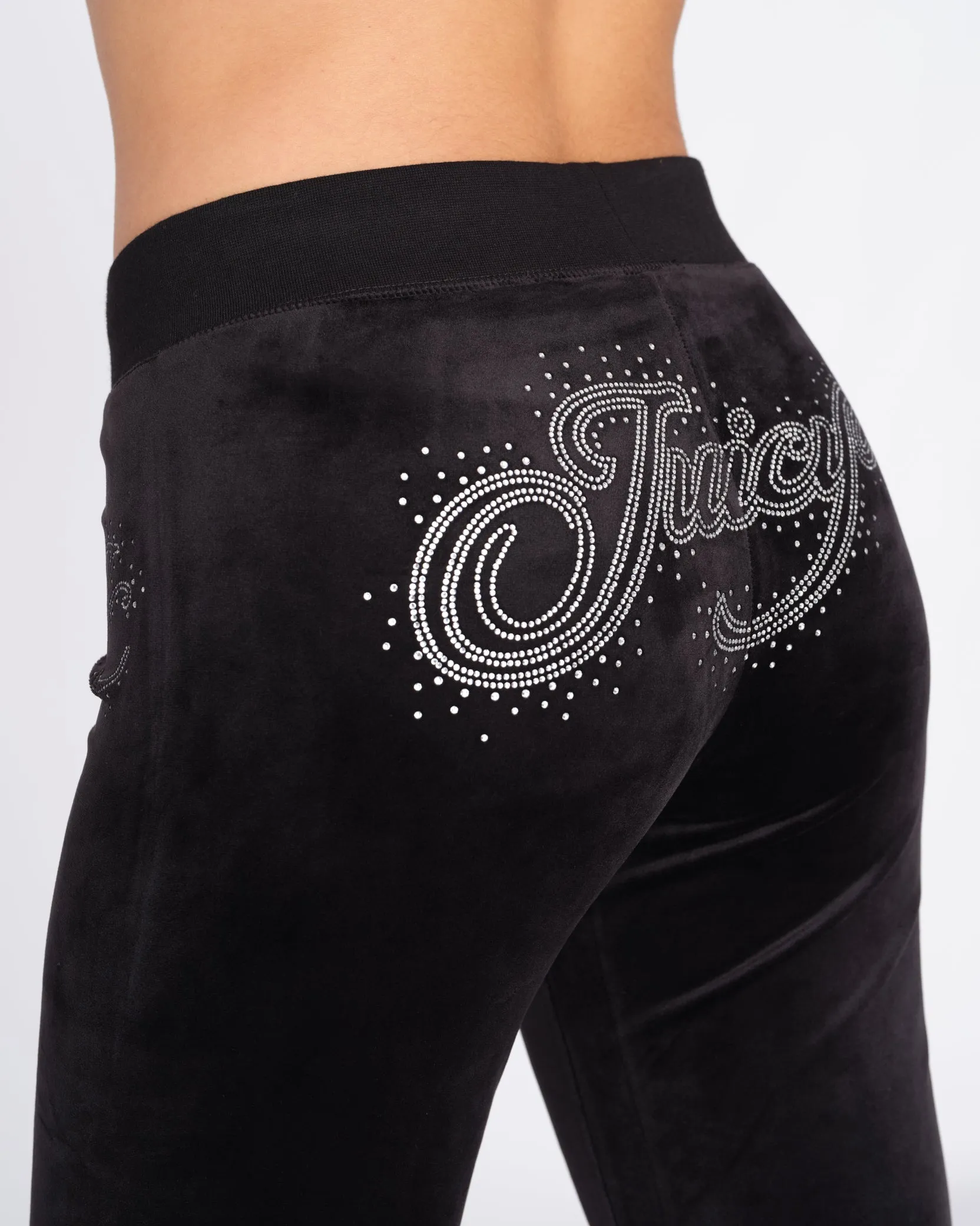 Scatter Diamante Velour Layla Pant Black