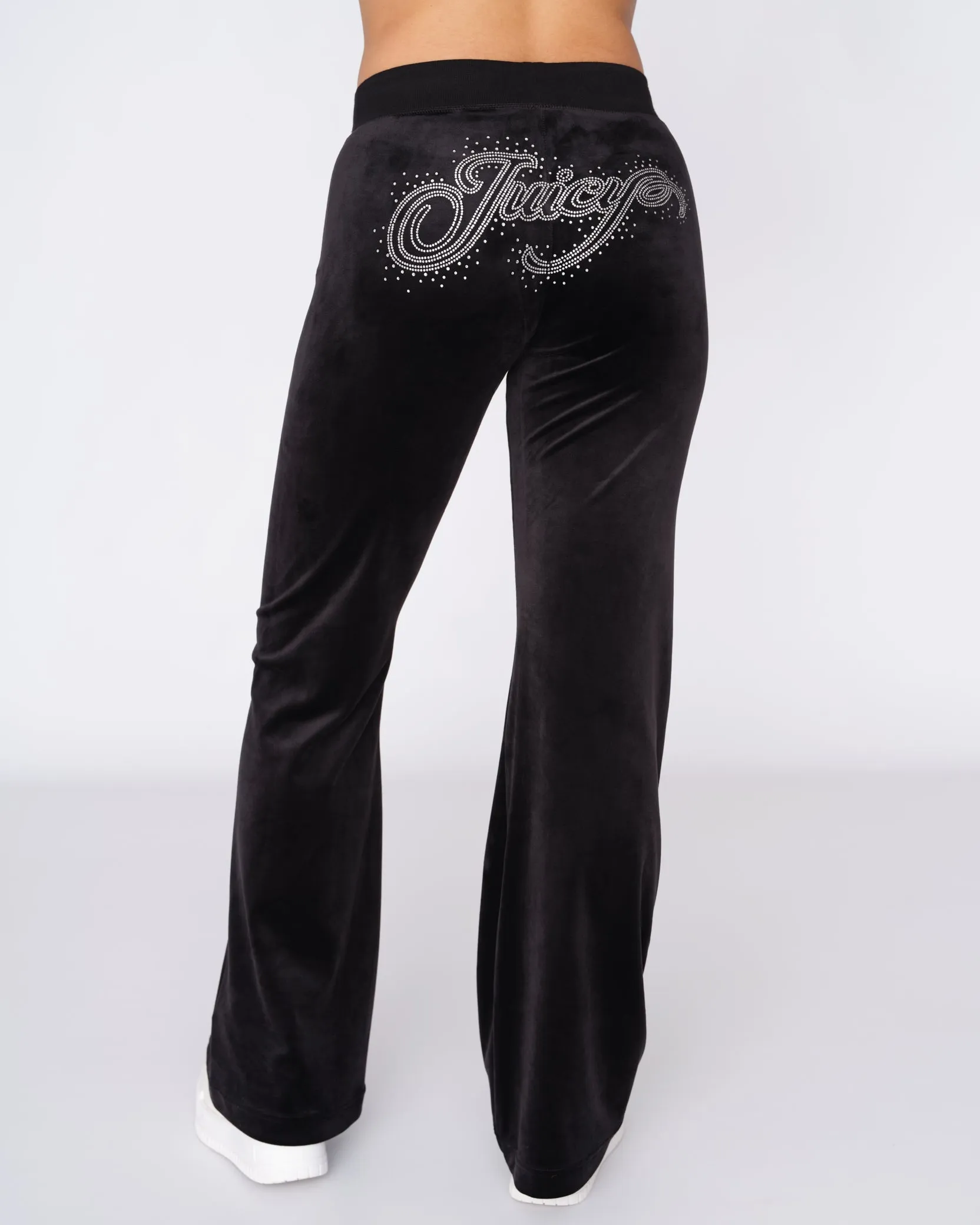 Scatter Diamante Velour Layla Pant Black