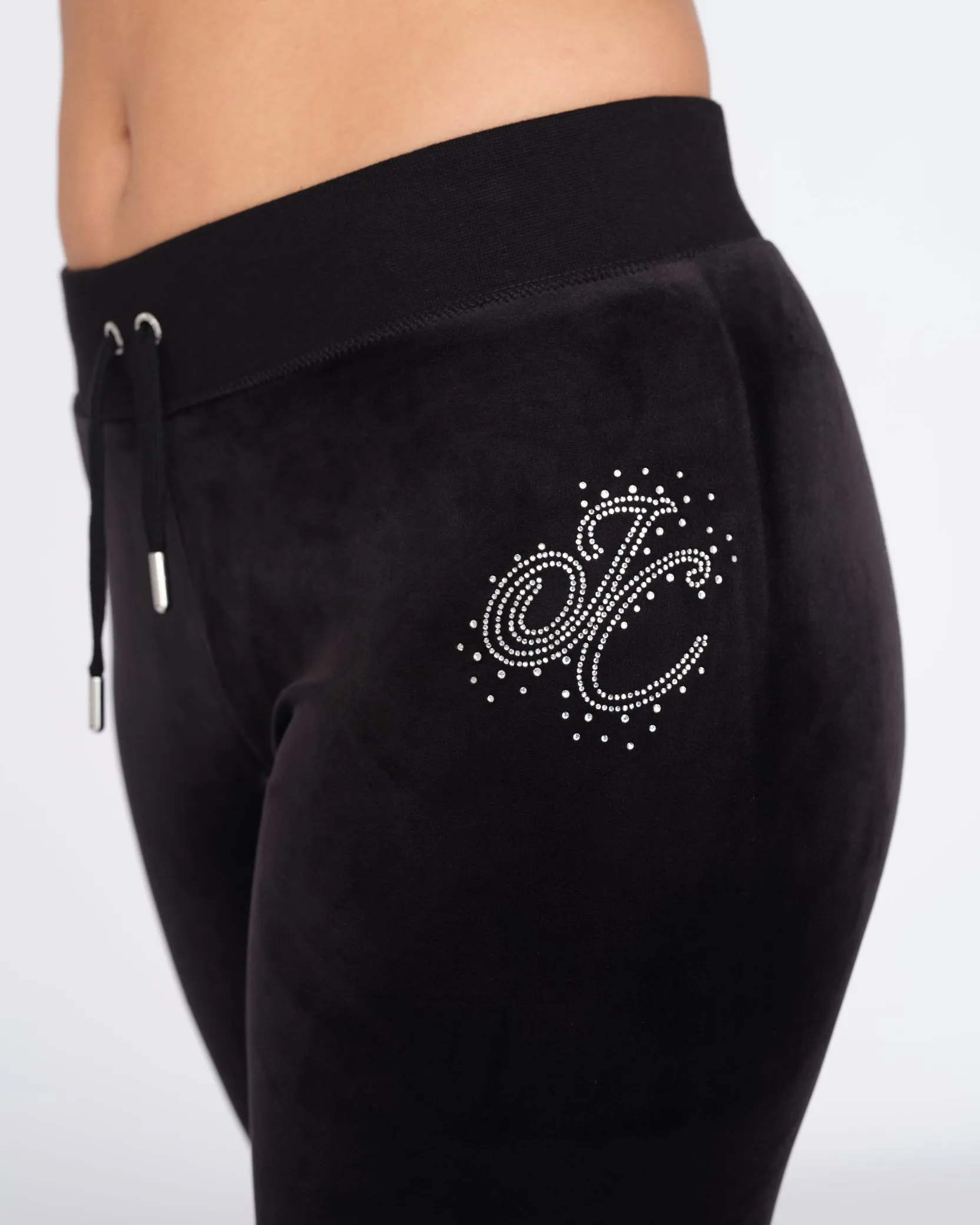 Scatter Diamante Velour Layla Pant Black