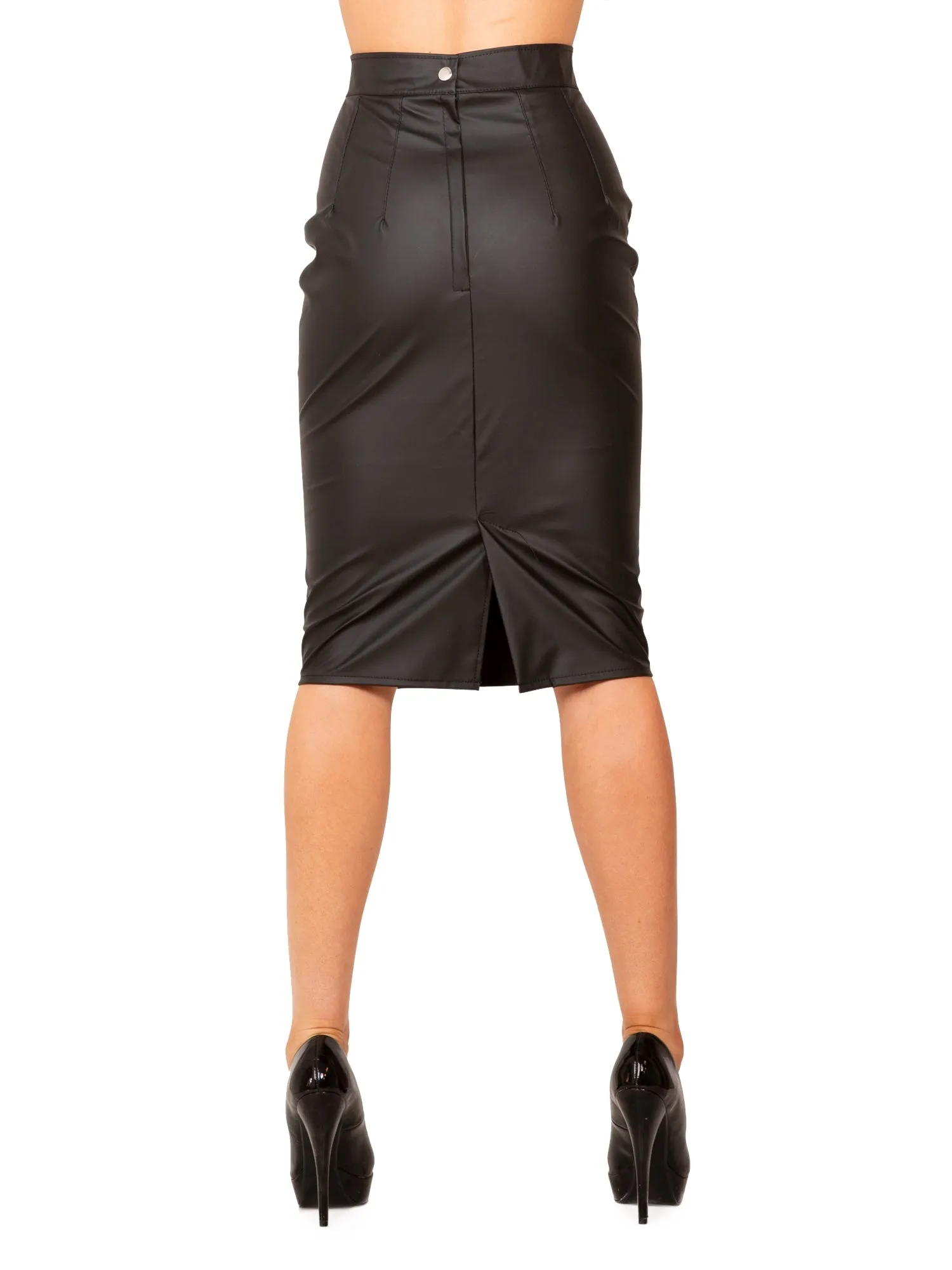 Secret Sale - Leatherette Pencil Skirt Black