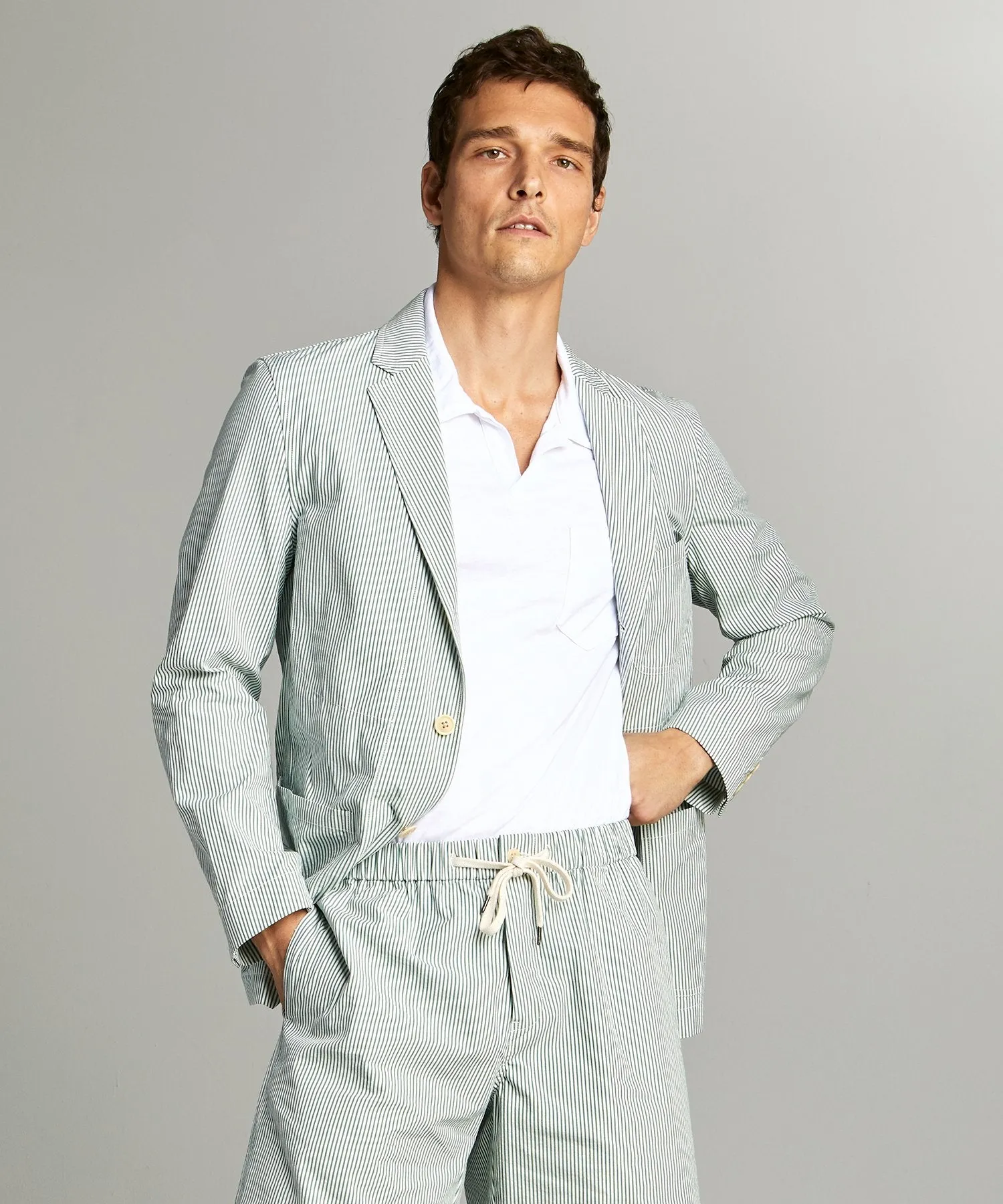 Seersucker Traveler Suit in Green