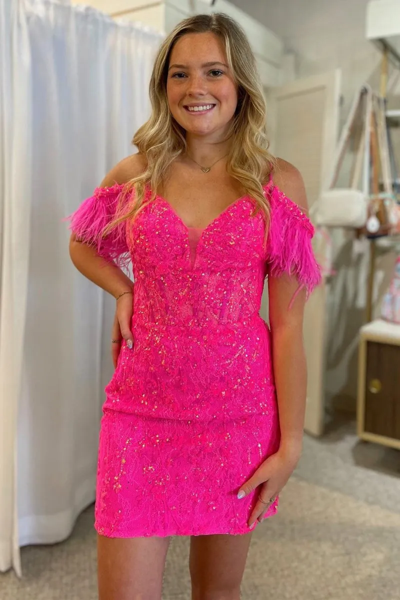 Sequin-Embroidery Lace-Up Short Cocktail Dresses