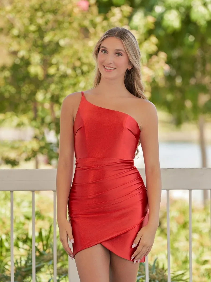 Sheath One Shoulder Satin Tight Homecoming Dresses